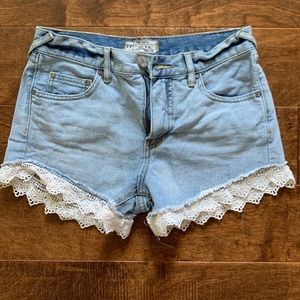 Free People Lacy Denim Shorts Size 24